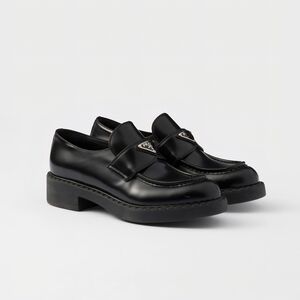 $1,200 PRADA Chocolate Brushed Leather Loafers Dk.Green UK 12 EU 46 US 13 BNIB